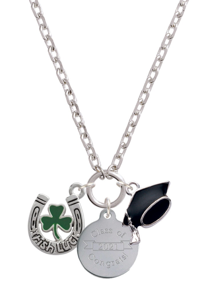 Irish Luck Horseshoe with Shamrock Custom Engraved Baby Feet Heart Locket Necklace