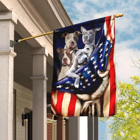 Garden Flag Pitbull Dogs, Canine Patriot Home, 12x18 POLE NOT INCLUDED