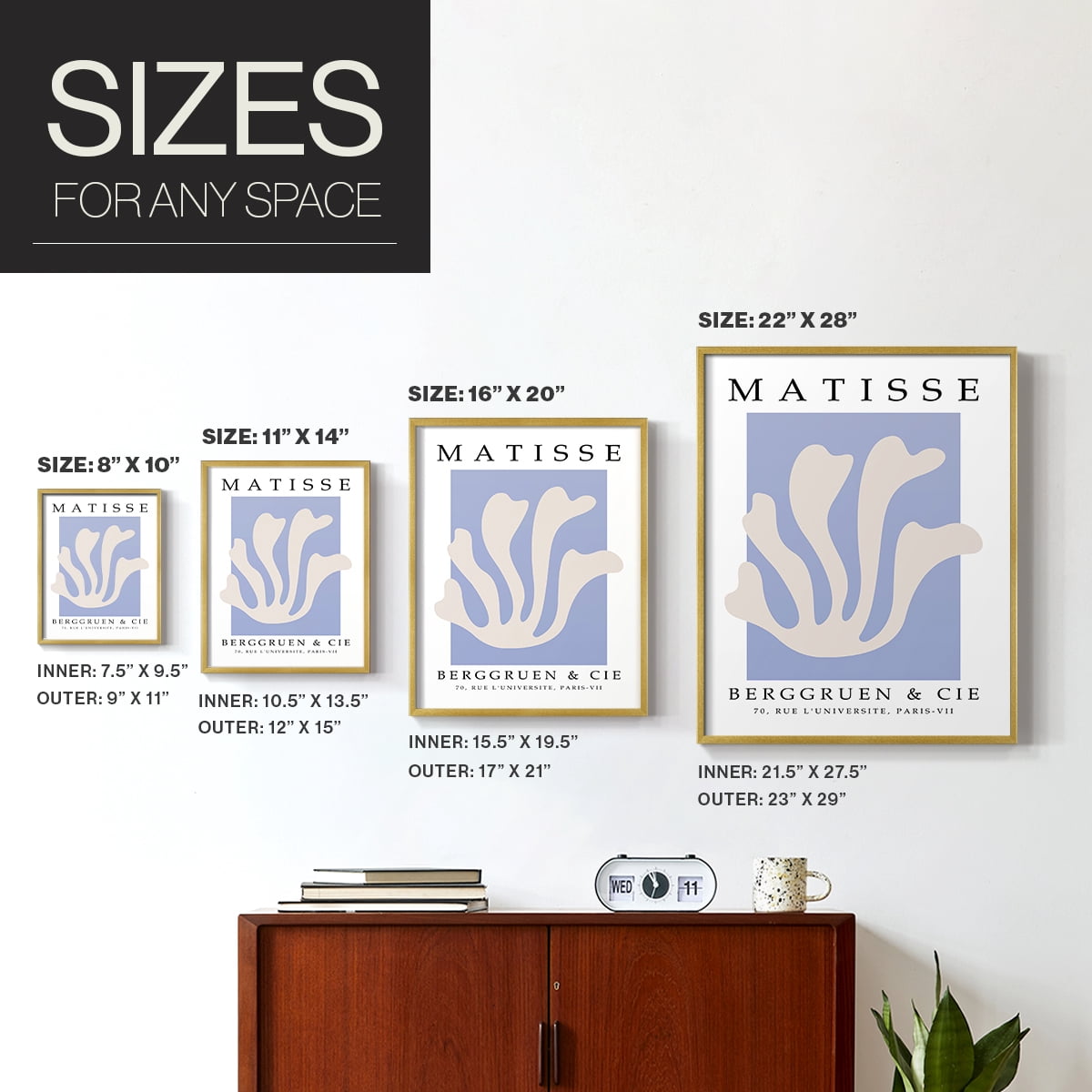 Matisse CCCXLVII in Gold Solid Wood 8 x 10 Framed Print