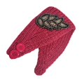 thumbnail image 2 of Crochet Headbands Winter Leaves Pattern Hairband with Buttons. with Rhinestones Elastic Head Protector Wide Warm Chunky Hair Accessories for Girls Peach, 2 of 7