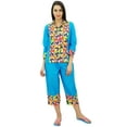 thumbnail image 2 of Bimba Cotton Button-Down Shirt With Pajama Capri Pants Set Lounge Wear Night Suit, 2 of 7