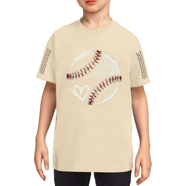 TIEVOSA T-Shirt Graphique de Baseball pour Garçons et Filles, Col Rond d'Été, Manches Courtes, Mignon, Décontracté, 3-13 Ans