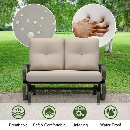 Glider Outdoor Patio Rocking Bench Loveseat Cushioned Seat Steel Frame Canada Glider Outdoor Patio Rocking Bench, Outdoor Rocking Bench With Cushions