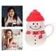thumbnail image 2 of 1 Juego de Taza de Cerámica con Tapa de Muñeco de Nieve de Dibujos Animados, Adorno de Muñeco de Nieve, 2 of 6