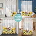 thumbnail image 5 of No Hook Shower Curtain with Snap in Liner, Farmhouse Sheep Yellow Sunflower Waterproof Bath Curtain Double Layers with See Through Top Window, Country Wood Board Hotel Shower Curtains 72x84in, 5 of 9