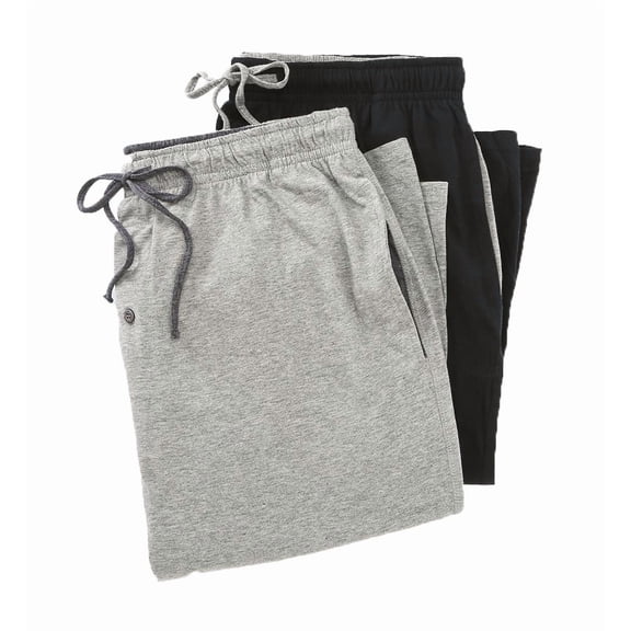 Men's Hanes 4047 Classics Cotton Blend Knit Pant - 2 Pack (Black/Grey L)