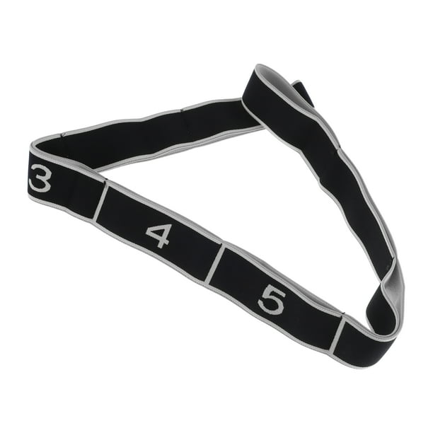 Banda de estiramiento de yoga Unique Bargains con 8 lazos para un estiramiento efectivo en negro y gris