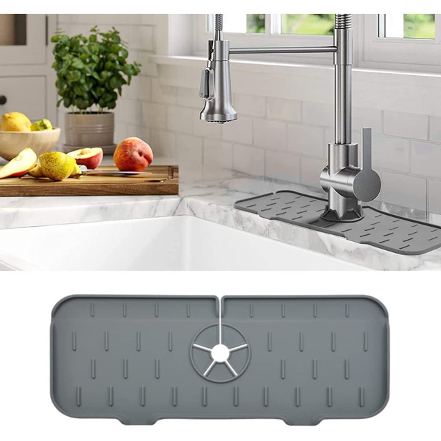 VEKENSEE Tapete de Silicona para Fregadero de Cocina Silicone Faucet Mat, Protector Contra Salpicaduras de Silicona para Grifo de Fregadero, Grifo de cocina de silicona Faucet Drying Pad, Kitchen