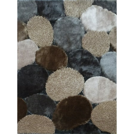 Hand Tufted Beige Polyester Grey with Beige Indoor Durable Shag 100 Percent Polyester Hand Tufted & Hand Made Doormat Area Rug (Exact Size 2 Feet x 3 Feet) ()