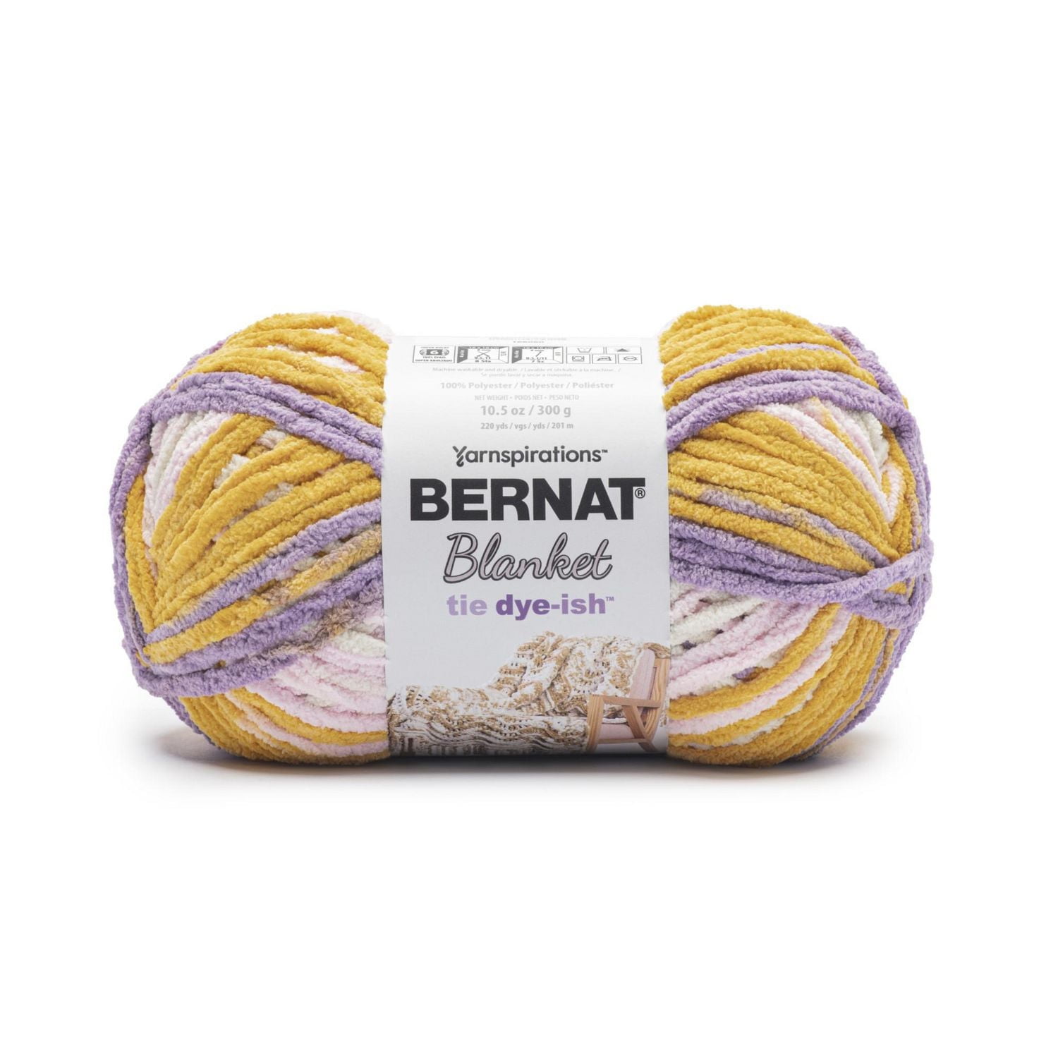 Bernat® Blanket Tie Dye-ish™ Yarn, Polyester #6 Super Bulky, 10.5oz/300g, 220 Yards, Plush, huggable fabric