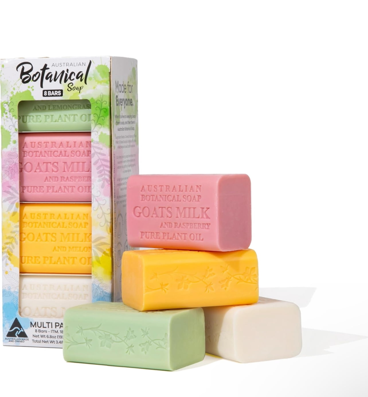Australian Botanical Goats Milk, Pure Plant Oil Soaps, Variety (8 Count)