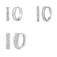 thumbnail image 2 of 3 Pairs Small Huggie Hoop Earrings Set Gold Lightweight Huggie Hoops Earrings For Women Girls Hop Earrings Rhinestone Earrings Dangling Mismatched Earrings Beaded Earrings for Women Small Earrings for, 2 of 3