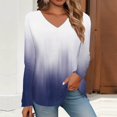 thumbnail image 2 of Samickarr Gradient Color Tops For Women Color Block V-Neck Long Sleeve Pullover Shirts Loose Blouses, 2 of 5