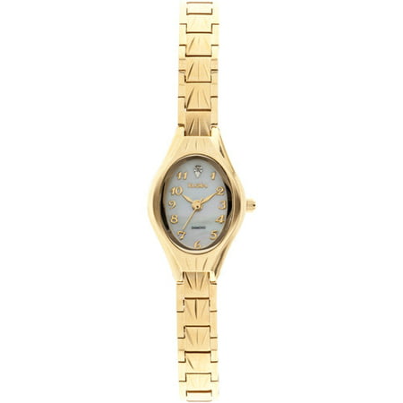 Elgin Women's Oval Case Diamond-Cut Bracelet Watch, Gold