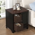 thumbnail image 6 of iooHug modern bedside table also serves as a side table and comes with two woven grass baskets, suitable for both bedrooms and living rooms.(Black), 6 of 7