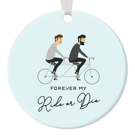 Gay Couple Christmas Ornament Dated 2019 Collectible Boyfriend Best Friend Husband Anniversary My Ride or Die Mr & Mr Wedding Happy Life Partners Modern Romantic 3