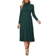 thumbnail image 2 of INSPIRE CHIC Women's Pleated Knit Dress Long Sleeve Turtleneck Business Casual Sweater A-Line Midi Dresses Fall Winter Outfits M Dark Green, 2 of 6