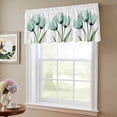thumbnail image 6 of 2 Pack Teal Floral Valance for Window Teal Tulips Green Leaf Watercolor Plant Kitchen Valance Rod Pocket Short Curtain Topper Decorative Window Treatment for Living Room Bedroom 42"x18", 6 of 8