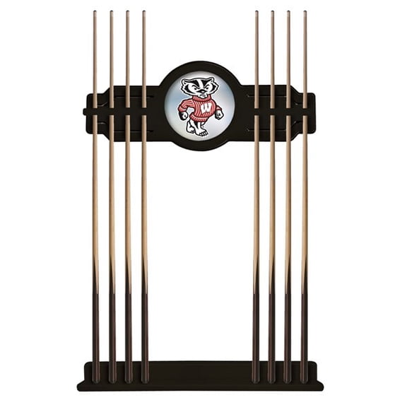 University of Wisconsin (Badger) Solid Wood Cue Rack with a Black Finish