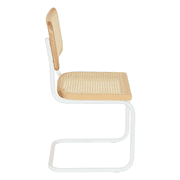 Breuer Chair Company Marcel Breuer B32 Cesca Cane Cantilever Side Chair w/ White Steel Frame Natural Wood & Natural Cane (Made in Italy) by Furnish Theory