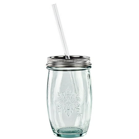 5.75 Ounce Glass - Couronne Co. Authentic Drinking Glass with Straw, G2340, 5.75 inches tall, 15.2 Ounce Capacity, Clear