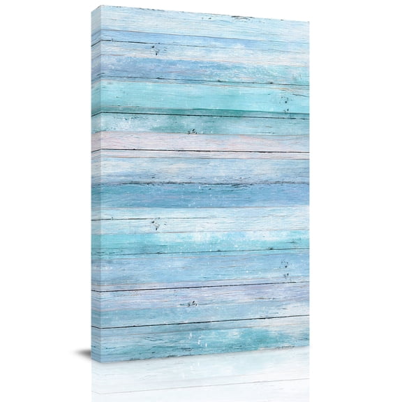 Summer Canvas Wall Art for Living Room, Gradient Blue Wood Grain Rustic Farmhouse Modern Poster Print Painting for Bedroom Office Home Decoration Wall Pictures Prepare To Hang 8"x12"