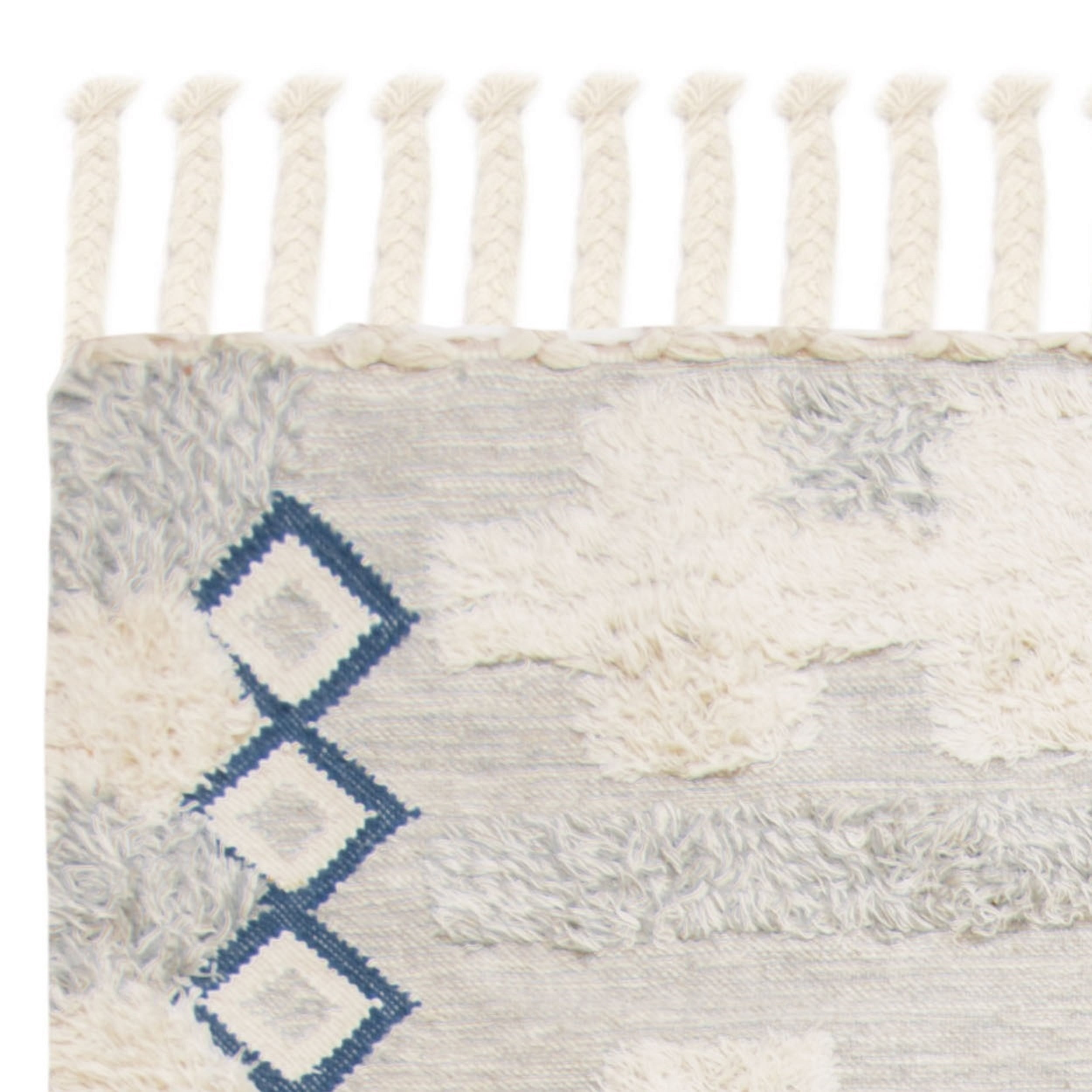 SAFAVIEH Kenya Linnaea Geometric Diamonds Fringe Area Rug, Grey/Ivory, 9' x 12'