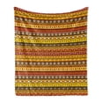 thumbnail image 1 of Prehistoric Soft Flannel Fleece Throw Blanket, Tribal Art with Abstract Pattern Indigenous Motif with Native, Cozy Plush for Indoor and Outdoor Use, 70" x 90", Orange Yellow, by Ambesonne, 1 of 6