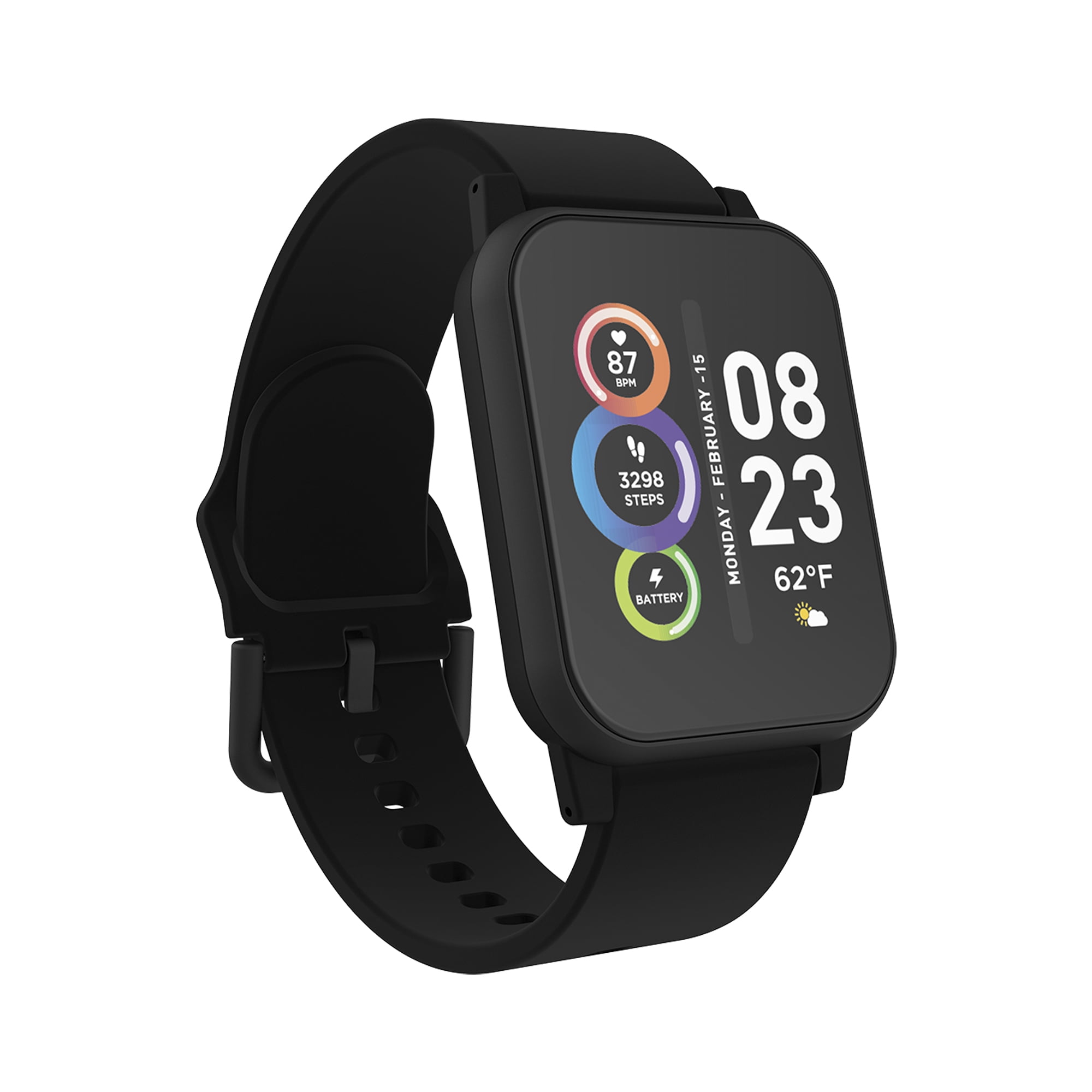 iTech Unisex Sport Smartwatch - Black Silicone