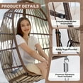 thumbnail image 4 of RADIATA Foldable Hanging Egg Chair with Stand and Cover, Indoor Outdoor PE Wicker Lounge Chair, 350 lbs Weight Capacity, Brown, 4 of 8