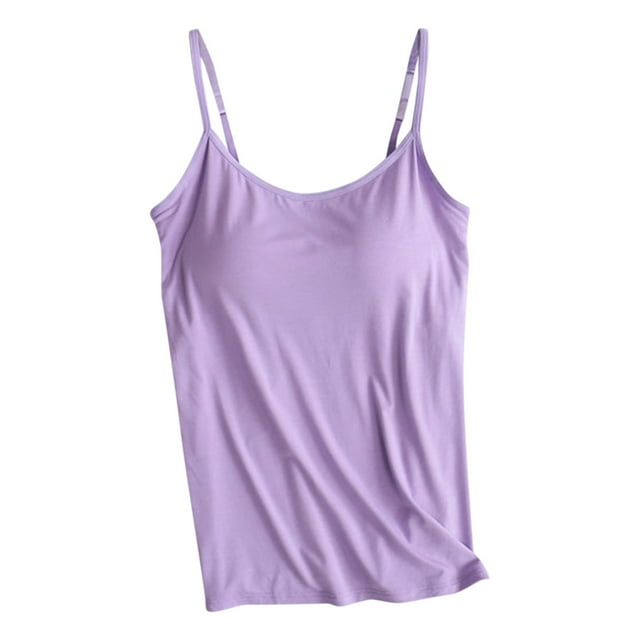 MPWEGNP Cotton Shelf Bra Camisoles Adjustable Spaghetti Strap Tank Tops Basic Layer