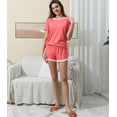 thumbnail image 4 of Doublju Women's Short Sleeve Round Neck Pajama Sleepwear 2 pcs Set (Plus Size Available), 4 of 5