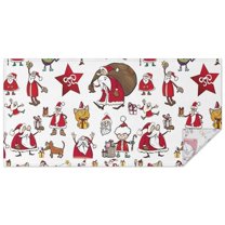 White Christmas Santa and Character Pattern Rectangle Tablecloth 60"x120",Waterproof Polyester Rectangle Table Cloth, Wipeable Spillproof Polyester Tablecloth for Dining, Camping, Indoor and Outdoor