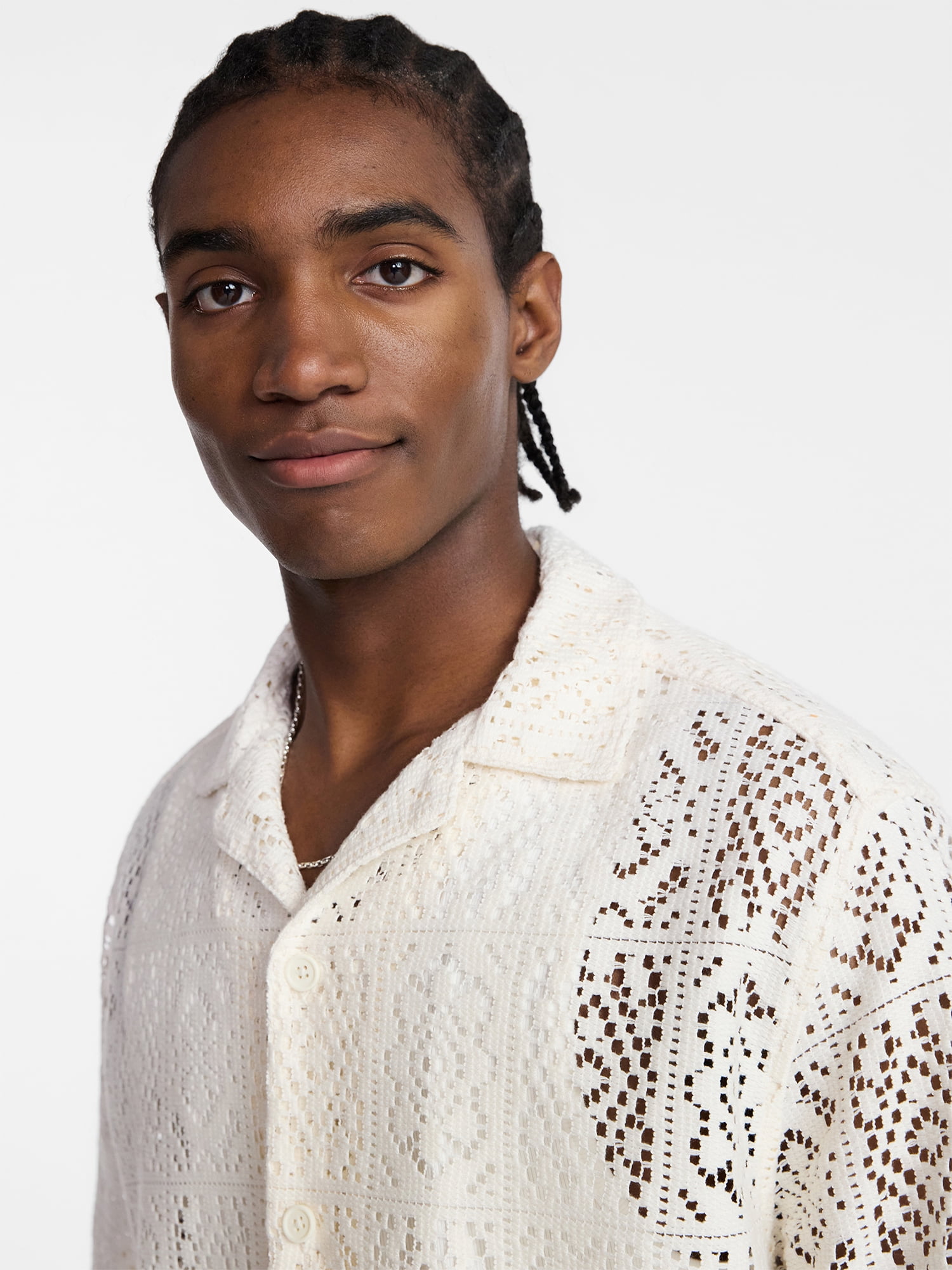 No Boundaries Crochet Shirt with Short Sleeves, Men's XS-4XLT