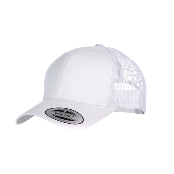 Yupoong Flexfit - Gorra estilo camionero retro ajustable (Blanco/Blanco)