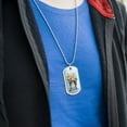 thumbnail image 3 of Intense Cat with Flower Hair Military Dog Tag Pendant Necklace with Chain, 3 of 5