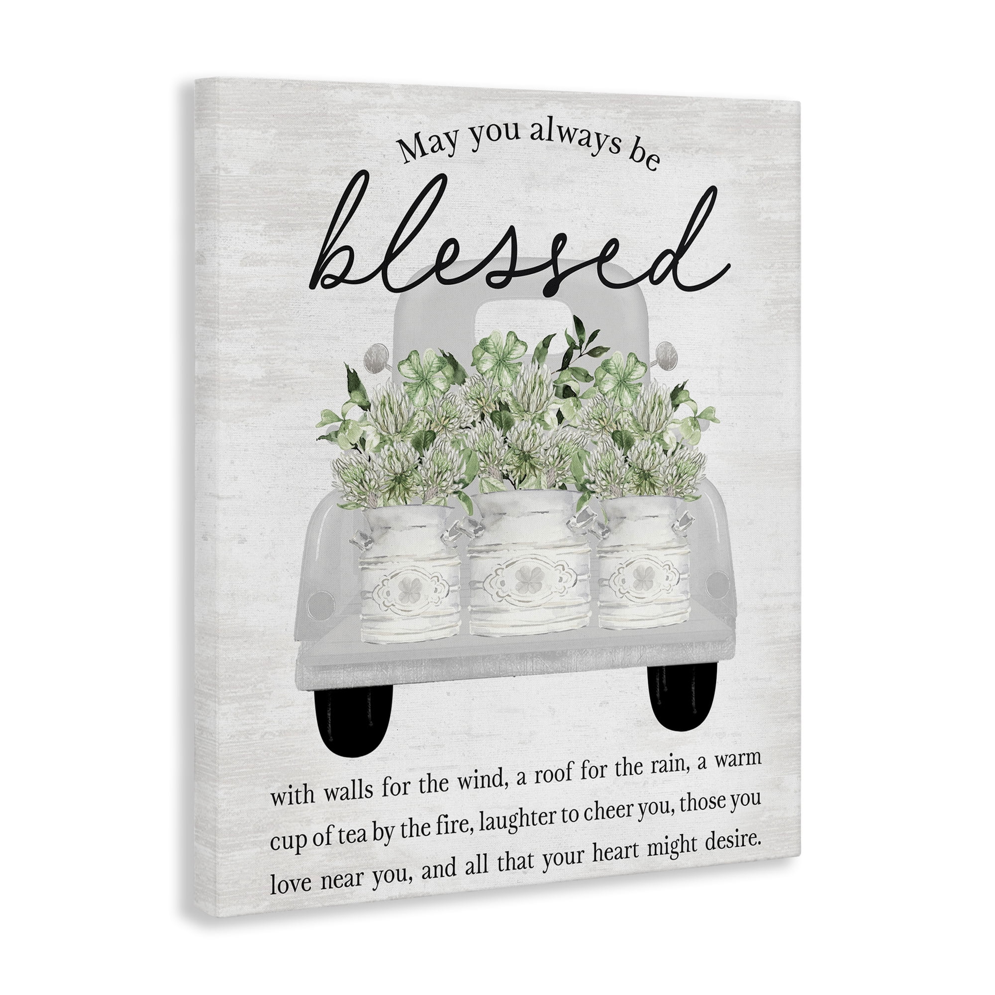 Stupell Industries Inspiring Blessed Phrase Botanical & Floral Painting Gallery Wrapped Canvas Art Print Wall Art, 30 x 40