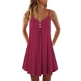 thumbnail image 1 of Robe Droite Sans Manches à Bretelles Spaghetti Double Boutonnage, 1 of 6