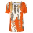 thumbnail image 3 of Jacenvly Hauts pour Femmes Liquidation T-Shirt d'Été Ajusté Décontracté Mode Imprimé Non Structuré Col Rond Manches Courtes Hauts et Blouses pour Femmes Grande Taille, 3 of 4