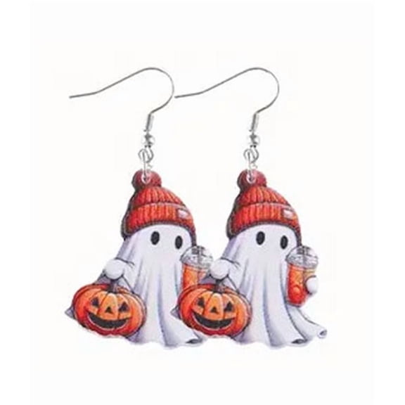 Halloween Ghost with latte Trick or Treat Earrings