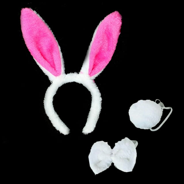 Up to 65% Off Easter Bunny Rabbit Costume Set Ears Headband Bow Tie Tail Set Halloween Costume Necklace Rings Earring Jewelry on Clearance