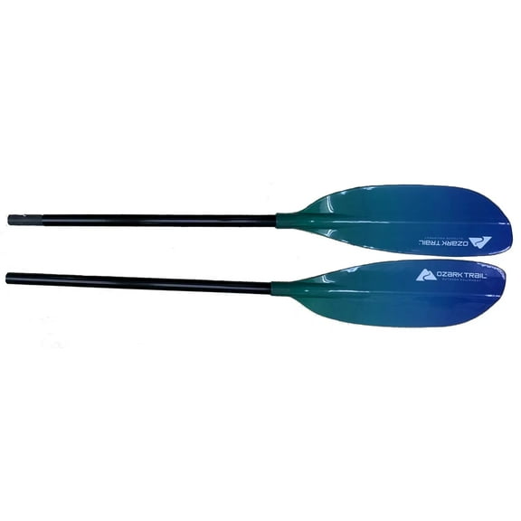 Ozark Trail Blue and Green Fiberglass and Plastic 2-Piece Kayak Paddles, 90"