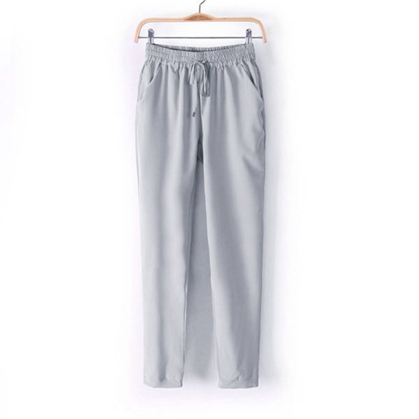 Pantalones largos de harén de gasa con cintura elástica para mujer Pantalones con cordón GeweYeeli FS2267-08