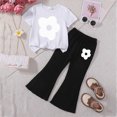 thumbnail image 2 of Taybagh Summer Outfits for Girls Crew Neck Summer Birthday Girl Outfit Cartoon Print Top Flared Pants Holiday Casual Clothes, 2 of 4