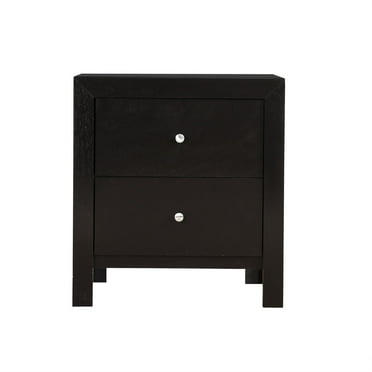 Passion Furniture PF-G2450-N 25 x 17 x 22 in. Burlington 2 Drawer Nightstand, Black