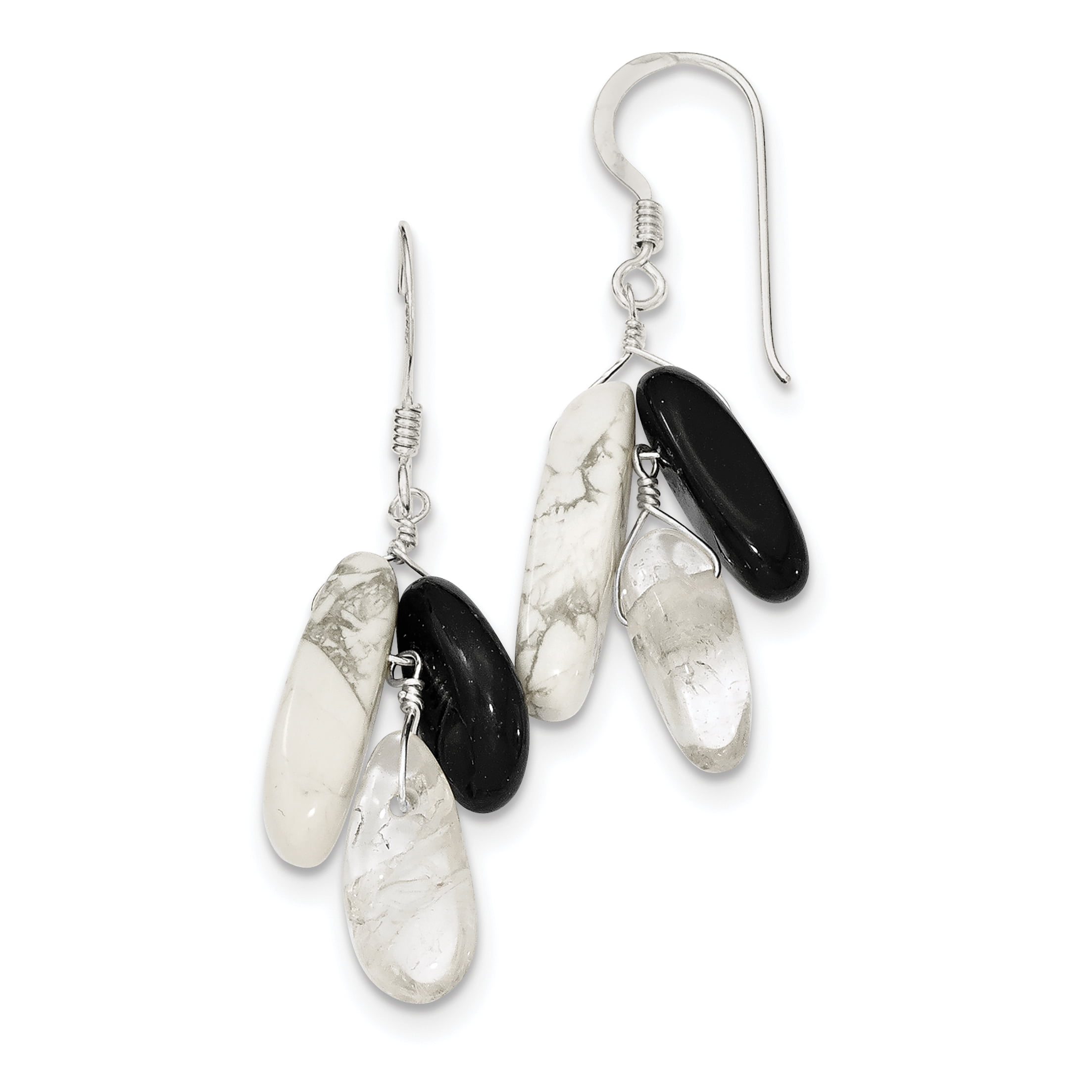 Howlite earrings sterling silver natural chip gemstone