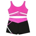 thumbnail image 3 of HULIJA Kids Girls 2 Piece Dance Sport Outfit Contrast Color Sleeveless Crop Top with Shorts Ballet Hot Pink 6, 3 of 7