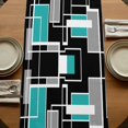 thumbnail image 5 of Table Runners 90 Inches Long Dress Scarves, Teal Blue Black Geometric Farmhouse Coffee/Dining/Kitchen Table Runner for Living Room, Modern Abstract Art Block 13x90 Inch, 5 of 9