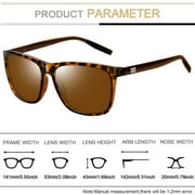Joopin Polarized Sunglasses for Women Men Vintage Retro Classic Square Frame Aluminum Legs (Leopard Brown)