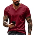 thumbnail image 2 of Trgacdwlo S-4XL Mens Big and Tall Shirts V Neck Short Sleeve Shirts for Men Gym Muscle Athletic Summer Lightweight Wine Mens T-Shirts, 2 of 6